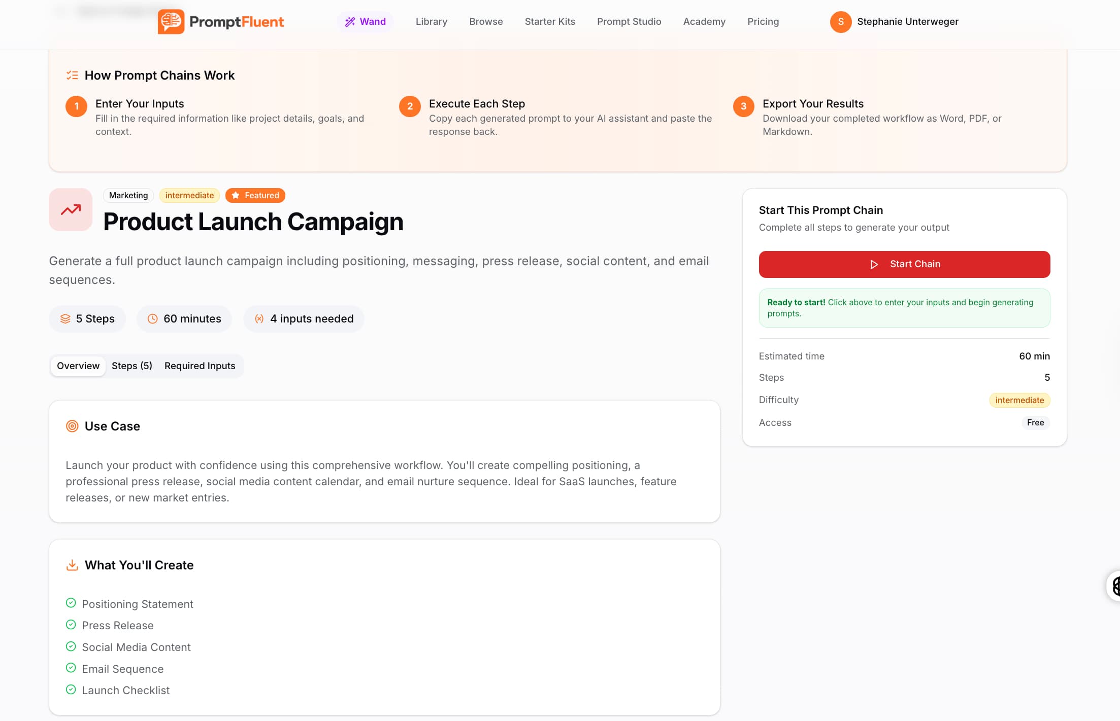Prompt Chains screenshot